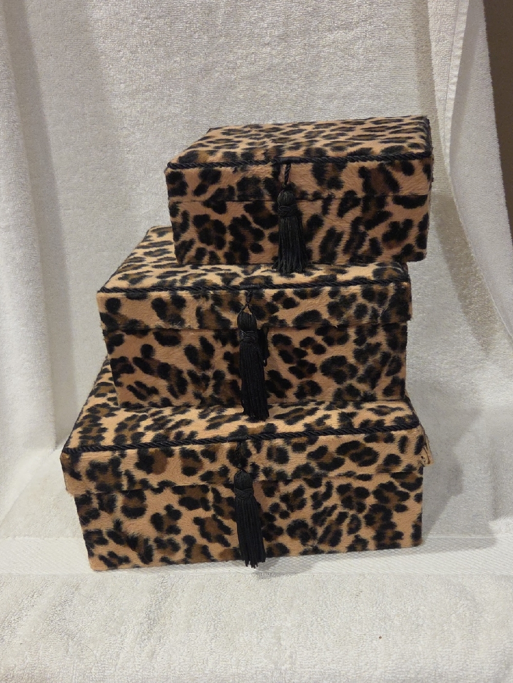Leopard Print Decorative Storage Boxes - Set of 3